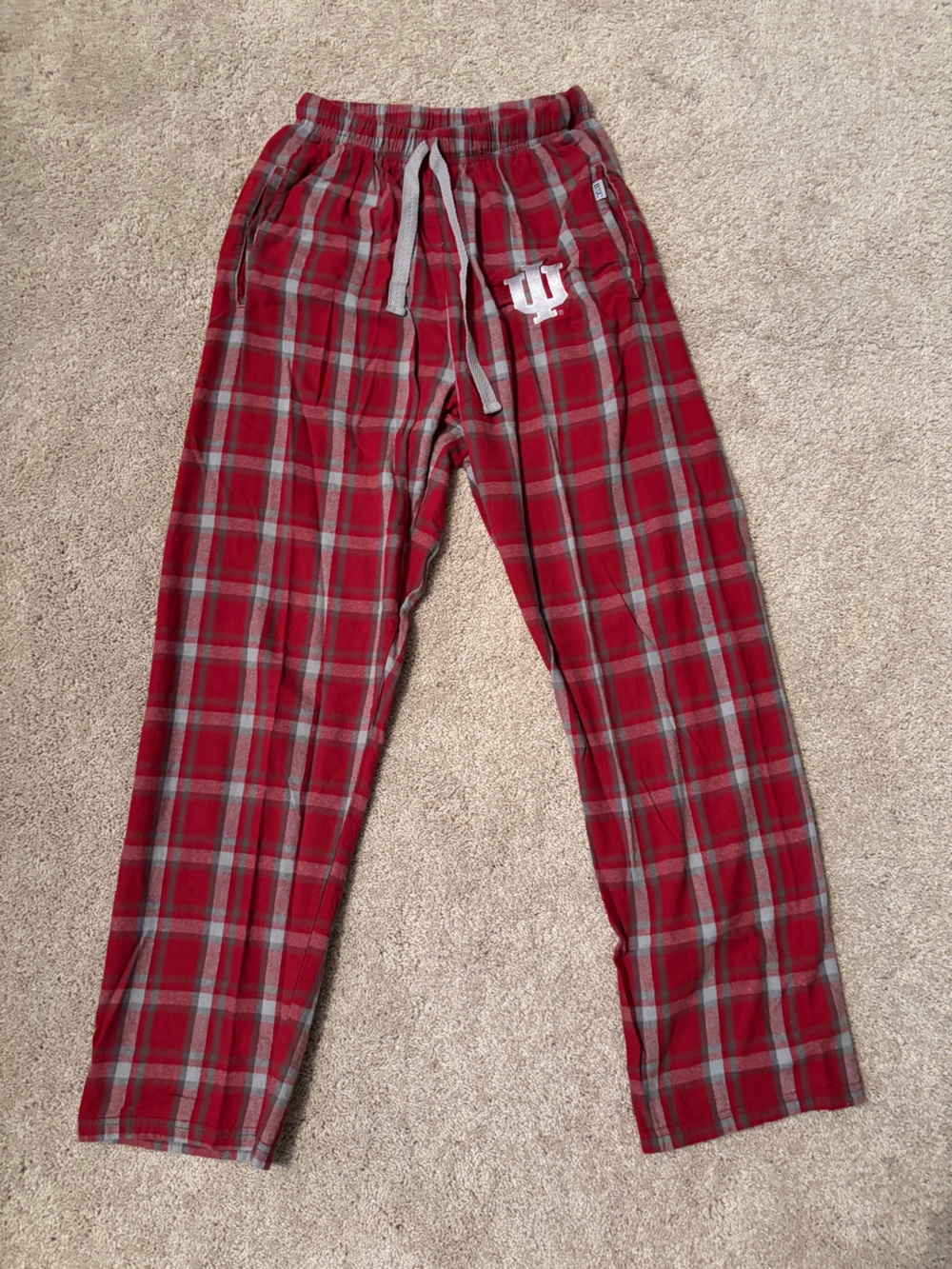 Indiana University boxercraft Red and Gray Plaid Pajama Bottoms
